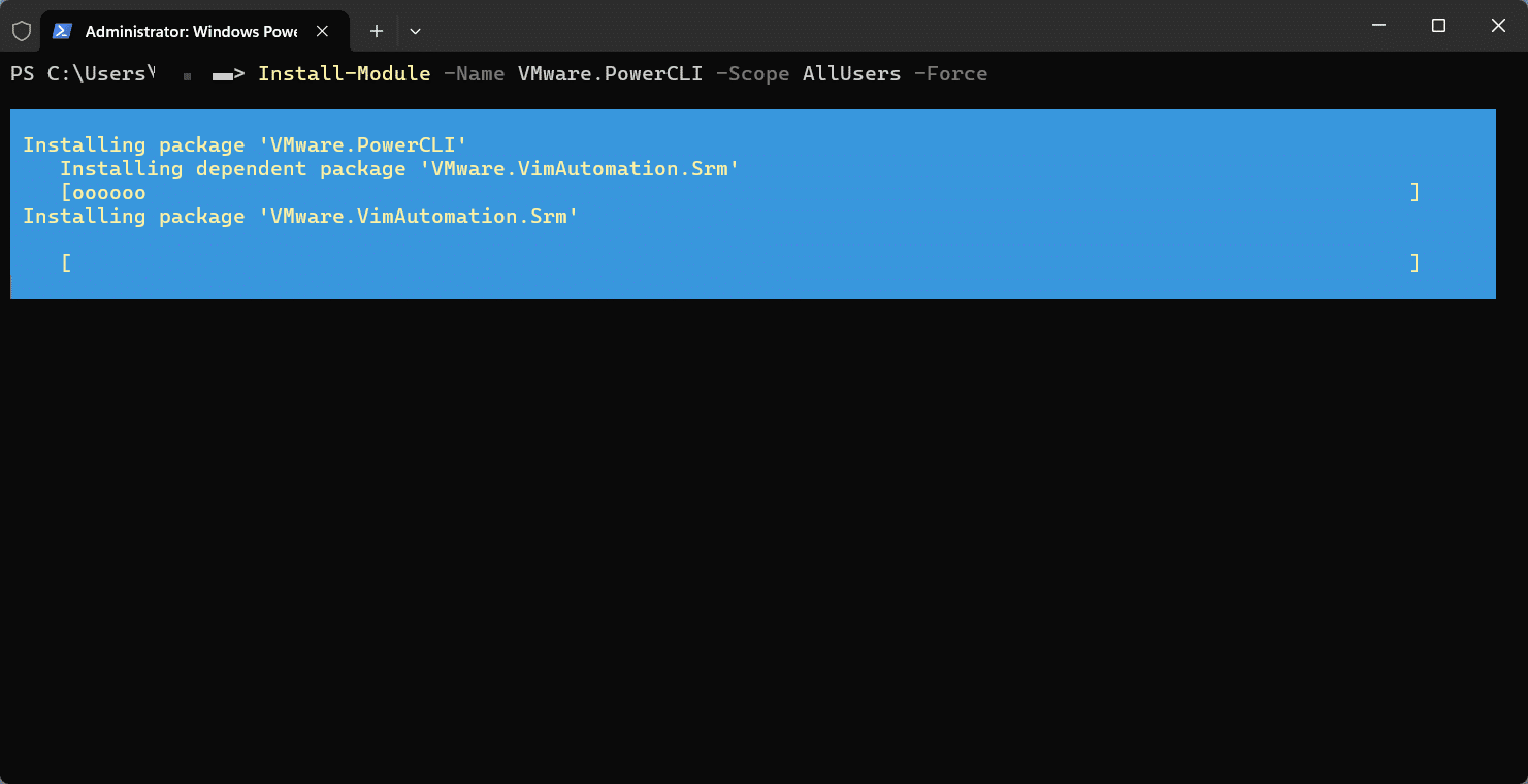 Windows terminal window with PowerShell